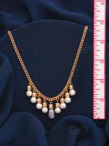 Glowing Lanterns- Golden Pearls Necklace With Anti-Tarnish Coating 