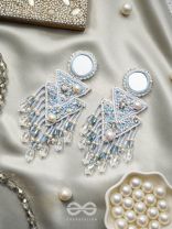 Rasayana- The Elixir Rain- Mirror and Pearls Embroidered Earrings