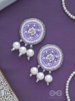 Dhumala - The Purple Smoke - Beads ,Pearls And Sequins Hand Embroidered Earrings