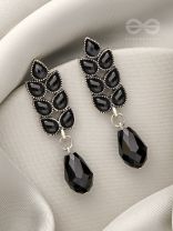 The Grapevine- Embellished Oxidized Earrings (Black)