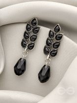 The Grapevine- Embellished Oxidized Earrings (Black)