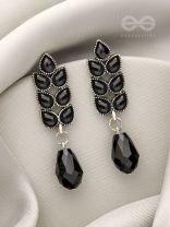 The Grapevine- Embellished Oxidized Earrings (Black)