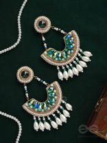 SHRINGA- THE BEAUTIFUL CRESCENT- PEARLS AND STONES EMBROIDERED EARRINGS