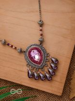 Peshana- The Gorgeous Trinket- Stone and Glass Beads Embroidered Necklace (Orchid Purple)