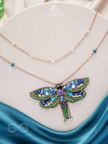 Chitrang- The Colorful Butterfly - Stones And Sequins Embroidered Necklace With Anti-Tarnish Coating 