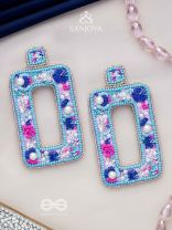 Hiranyada - The Ocean Treasure - Pearls, Beads And Sequins Hand Embroidered Earrings