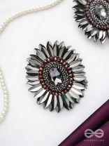 Aartava- the Black Flower- Glass Beads and Sequins Embroidered Earrings