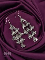 The Sheeny Web- Oxidised Statement Earrings