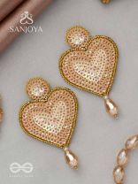 Girika- The Golden Heart- Sequins, Glass Drops & Beads Embroidered Earrings