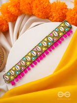 Dyotana - The Sparkling Colors - Shells, Resham And Mirror Hand Embroidered Choker Neckpiece