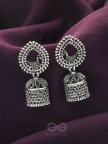 The Heavenly Swing- Oxidised Jhumka Earrings