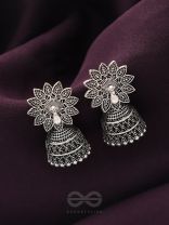 The White Peacock - Oxidised Jhumka Earrings