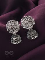 The Moon Beams- Oxidised Jhumka Earrings