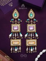 Vayuna- The Exquisite Temple- Stones, Pearls and Beads Embroidered Earrings