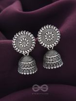 The Sheeny Sun- Oxidised Jhumka Earrings