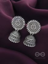 The Sheeny Sun- Oxidised Jhumka Earrings