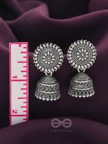 The Sheeny Sun- Oxidised Jhumka Earrings