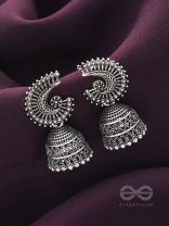 The Sterling Shell- Oxidised Jhumka Earrings