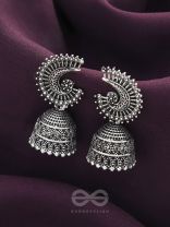 The Sterling Shell- Oxidised Jhumka Earrings