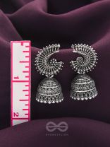 The Sterling Shell- Oxidised Jhumka Earrings