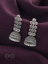 The Flower Branch- Oxidised Jhumka Earrings