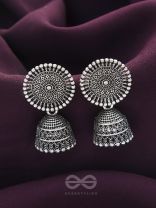 The New Moon- Oxidised Jhumka Earrings