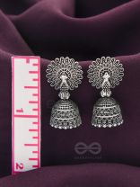 The Peacock's Paradise- Oxidised Jhumka Earrings