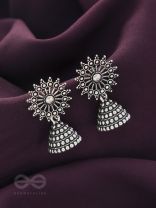 The Silver Sunbeams- Oxidised Jhumka Earrings