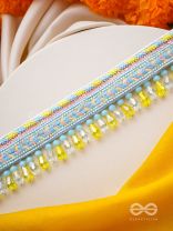 Kelih - Garden Of Sky - Resham, Cutdana And Glass Drops Hand Embroidered Choker Neckpiece