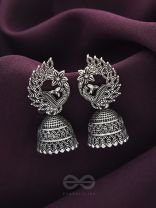 The Bird of Wonder- Oxidised Jhumka Earrings