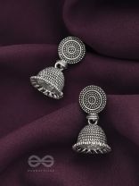 The Spotted Sun- Oxidised Jhumka Earrings