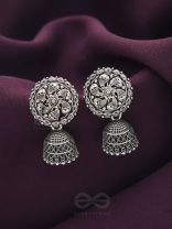 The Flower Nymph- Oxidised Jhumka Earrings