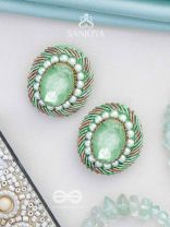 Hariparna - The Green Gem - Beads And Stones Hand Embroidered Earrings