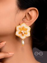 Elaana- The Charming Marigold- Pearls and Resham Embroidered Earrings