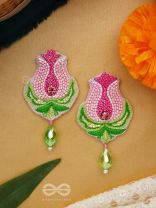 Ambuda- The Lotus Bud- Resham and Glass Drops Embroidered Earrings