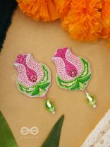 Ambuda- The Lotus Bud- Resham and Glass Drops Embroidered Earrings