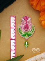 Ambuda- The Lotus Bud- Resham and Glass Drops Embroidered Earrings