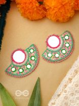 Svastamita- The Beautiful Sunset- Mirror and Resham Embroidered Earrings