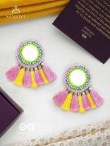 Aatapa - The Warm Sunrays - Mirror, Resham And Sequins Hand Embroidered Earrings