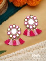 Khavari- The Dewdrops- Mirror and Resham Embroidered Earrings