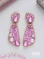 Manikya- The Pink Allure- Stones, Sequins and Beads Embroidered Earrings