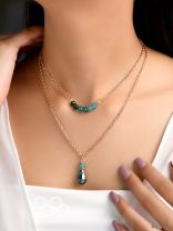 The Sea Of Emeralds- Golden Embellished Necklace With Anti-Tarnish Coating