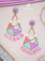 Ashmant - The Vibrant Meadow - Cutdana, Beads And Sequins Hand Embroidered Earrings