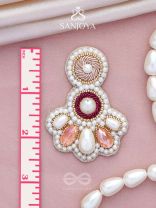 Aartava- The Blooming Flower- Pearl Drops and Glass Drops Embroidered Earrings