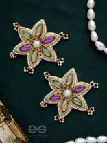 Kuvalya- The Colorful Bloom- Pearls and Stones Embroidered Earrings