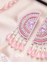 Suvana- The Pink Moon- Pearls and Stones Embroidered Earrings