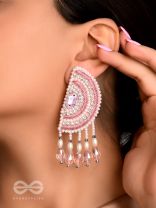 Suvana- The Pink Moon- Pearls and Stones Embroidered Earrings
