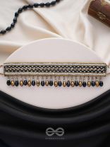 Nishakanta - The Beloved Of Night - Beads And Glass Drops Hand Embroidered Choker Neckpiece