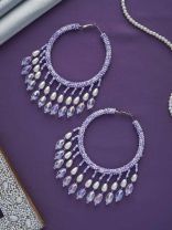 Paridhaav- The Circular Stream- Pearls and Glass Beads Embroidered Hoop Earrings