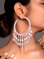 Paridhaav- The Circular Stream- Pearls and Glass Beads Embroidered Hoop Earrings